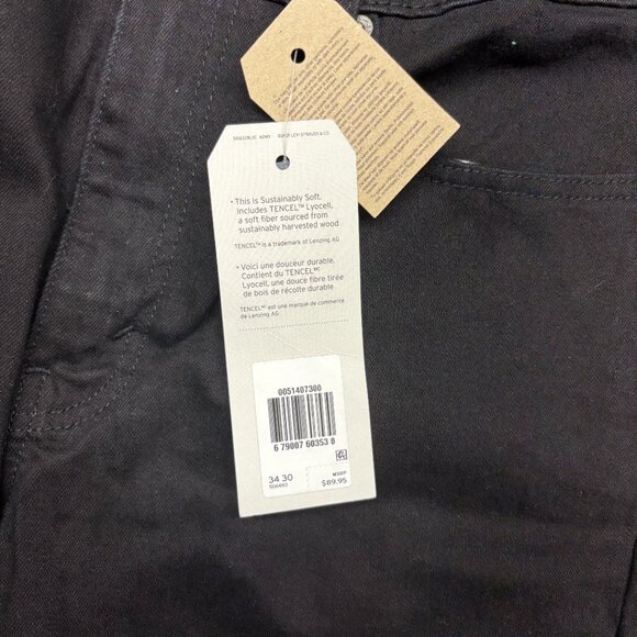 Levis 514 Black Jeans 34 x 30 New Straight NWT Denim - Picture 5 of 11